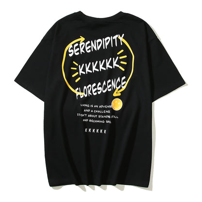 Serendipity Graphic Oversized Tee — Streetwear Smiley Print