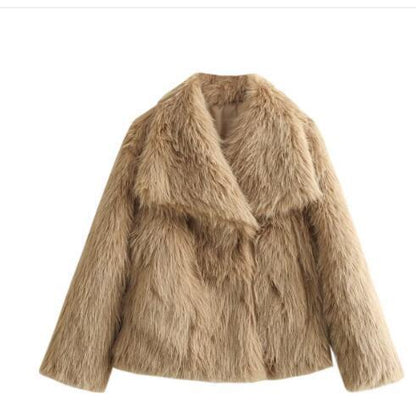 Winter Plush Coat Fashion Thicken Lapel Outwear Casual Long Sleeve Tops Women's Clothing