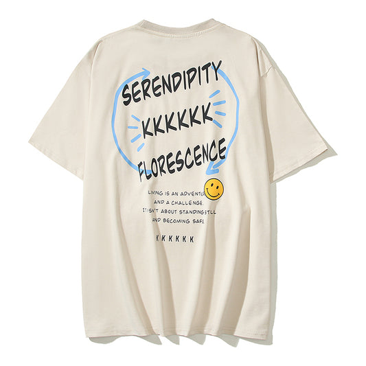 Serendipity Graphic Oversized Tee — Streetwear Smiley Print