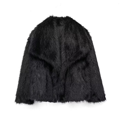 Winter Plush Coat Fashion Thicken Lapel Outwear Casual Long Sleeve Tops Women's Clothing