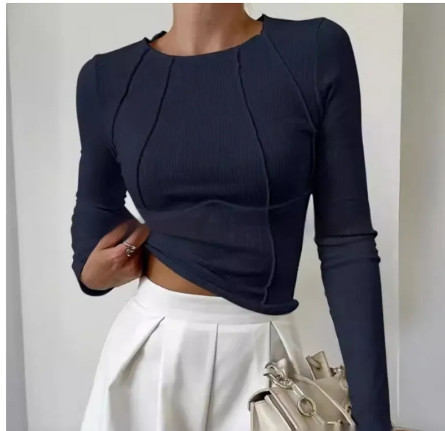 Women's Slim Fit Knit Long Sleeve Top | Chic Street Style Tee