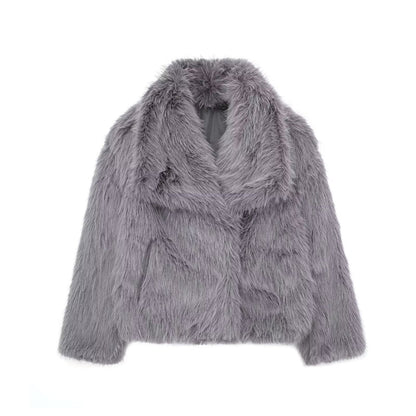 Winter Plush Coat Fashion Thicken Lapel Outwear Casual Long Sleeve Tops Women's Clothing