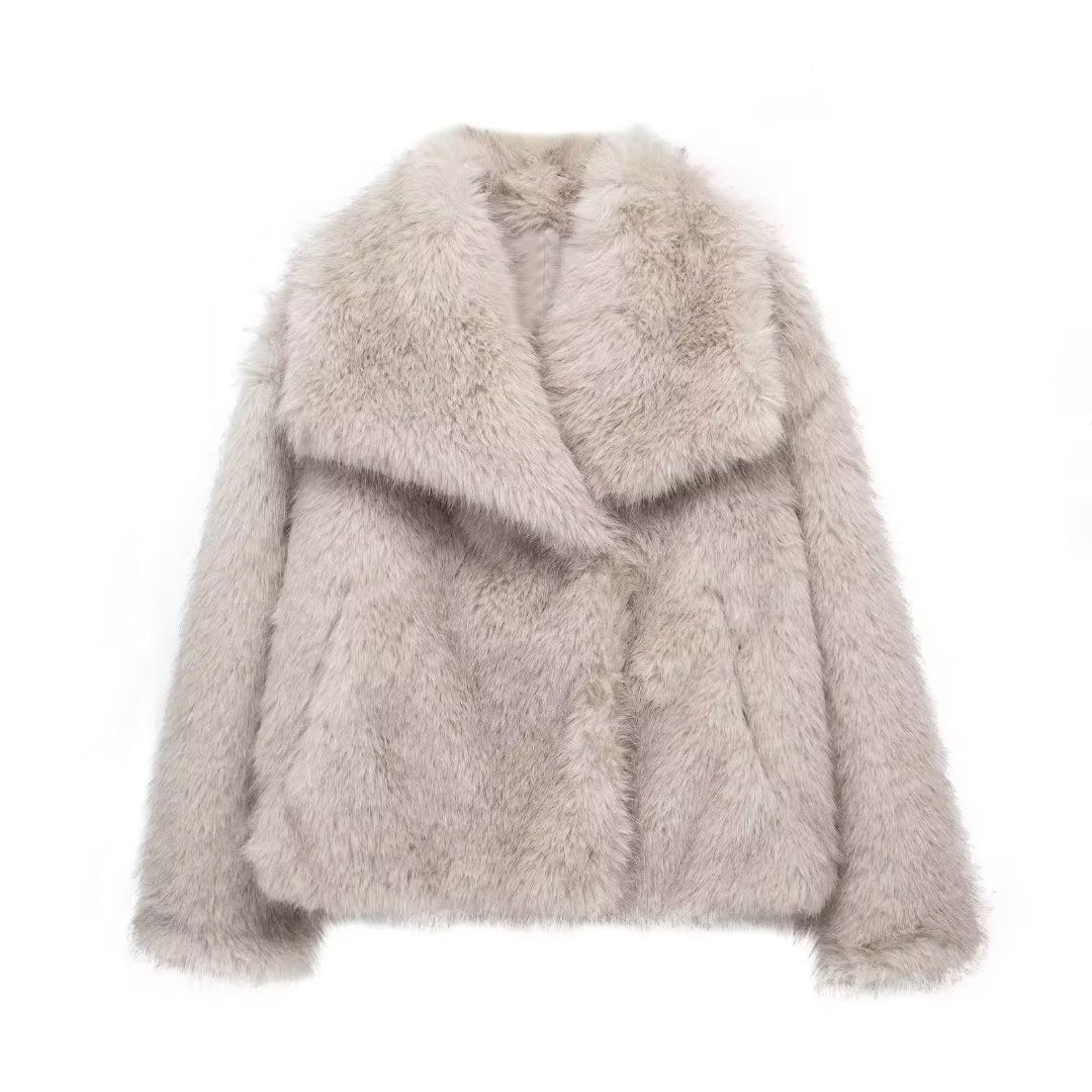 Winter Plush Coat Fashion Thicken Lapel Outwear Casual Long Sleeve Tops Women's Clothing