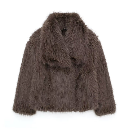 Winter Plush Coat Fashion Thicken Lapel Outwear Casual Long Sleeve Tops Women's Clothing