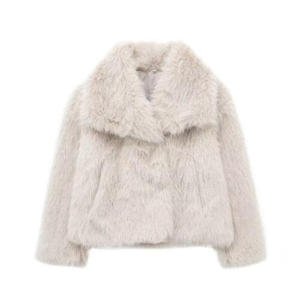 Winter Plush Coat Fashion Thicken Lapel Outwear Casual Long Sleeve Tops Women's Clothing