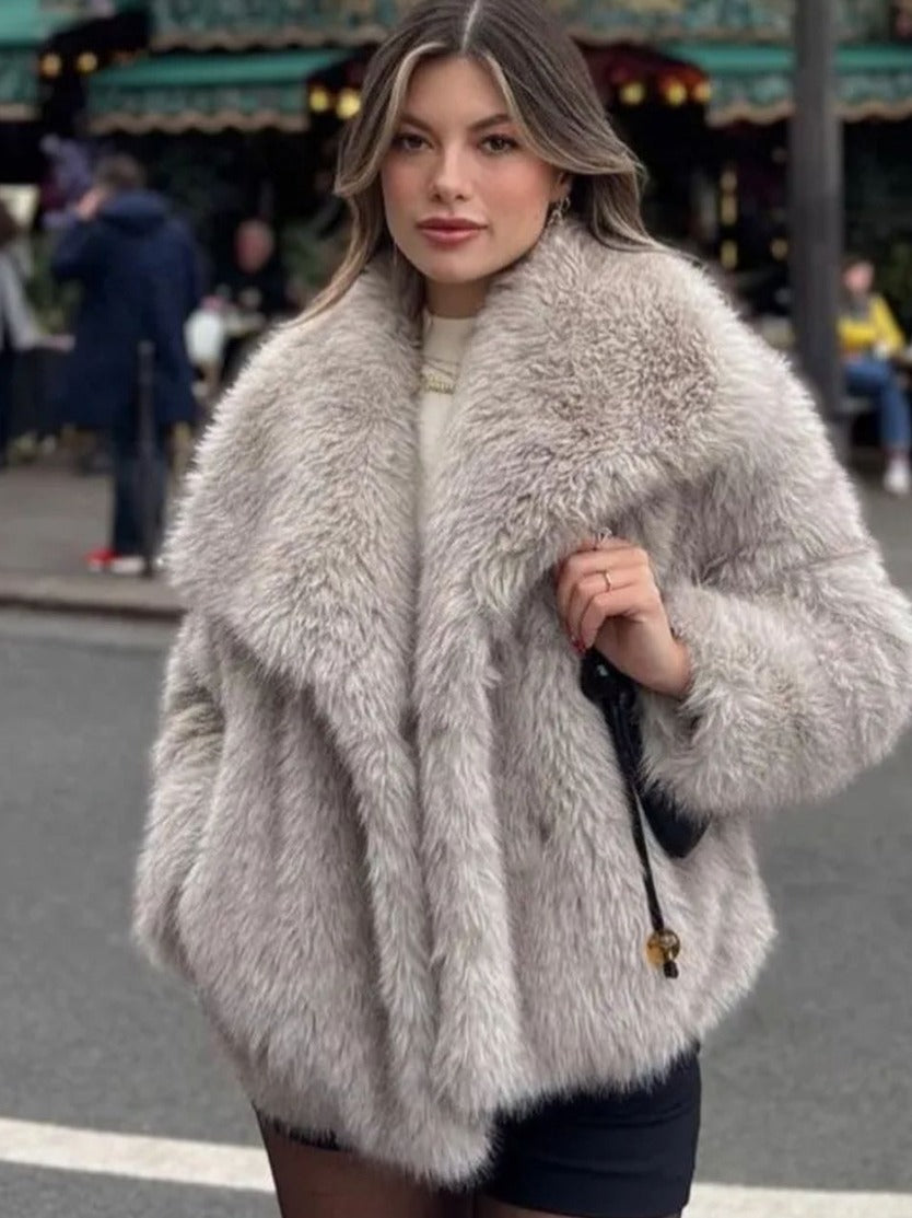 Winter Plush Coat Fashion Thicken Lapel Outwear Casual Long Sleeve Tops Women's Clothing