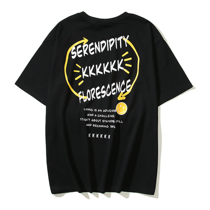 Serendipity Graphic Oversized Tee — Streetwear Smiley Print