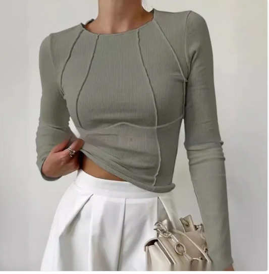 Women's Slim Fit Knit Long Sleeve Top | Chic Street Style Tee