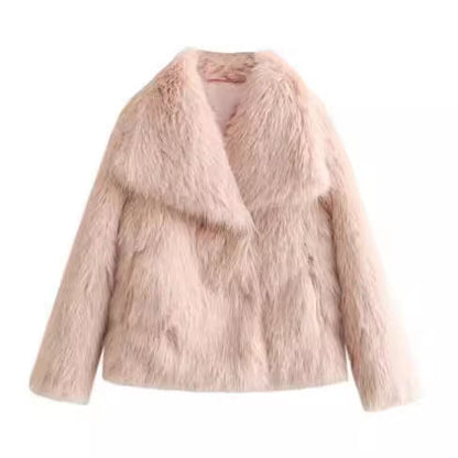 Winter Plush Coat Fashion Thicken Lapel Outwear Casual Long Sleeve Tops Women's Clothing